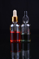 Electronic cigarette liquid flavour isolate on black