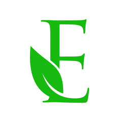 Initial E Beauty Leaf Logo