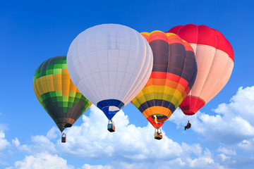 Fototapeta premium Colorful Hot Air Balloons in Flight over blue sky