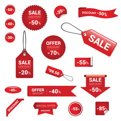 Set of special offer red labels isolated on white background