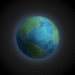 Realistic globe on transparent background. Vector illustration of the earth