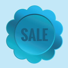 Sale sticker icon set isolated on a blue background. Red color special offer, discount tag. Simple realistic design. Flat style vector illustration