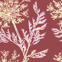 Summer flowers  seamless pattern. Watercolor illustration.