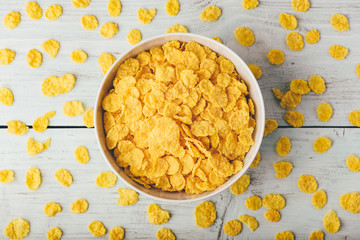 White bowl of corn flakes
