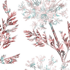 Summer flowers  seamless pattern. Watercolor illustration.