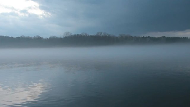 gathering storm over foggy river (FULL HD)