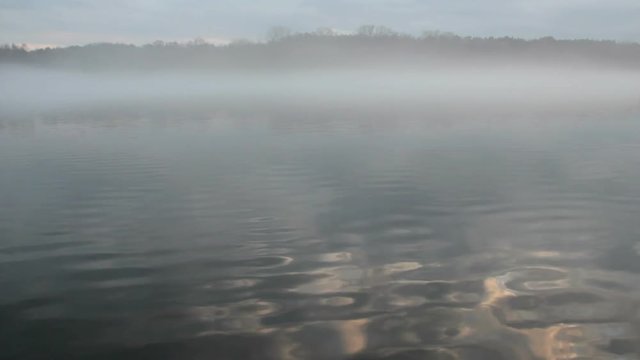 dense fog on water in the evening (FULL HD)