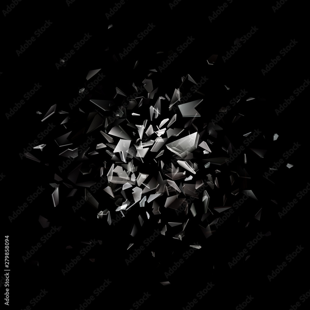 Aufkleber shards of broken glass. abstract explosion. realistic vector background
