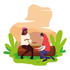 man and woman talking in the landscape