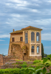 View to ancient Flavian Palace - Domus Flavia- on Palatine hill, Rome, Italy