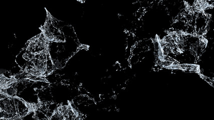 Water splash on the black background. 3D illustration