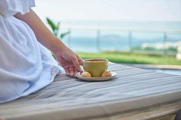 woman drinking a delicious coffee