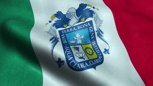 Aguascalientes City Flag Country Mexico Closeup View 3D Rendering