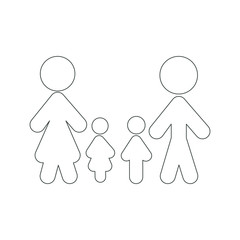 Black line icon family with two kids