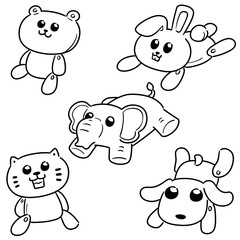 vector set of stuffed animals