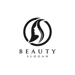Beauty Women face. Logo design vector icon Template