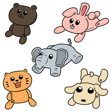 vector set of stuffed animals