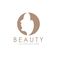 Beauty Women face. Logo design vector icon Template