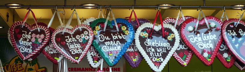gingerbread heart on a oktoberfest or amusement park or state fair