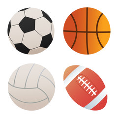 Set of sport balls on a white background