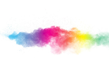 Colorful background of pastel powder.Color dust splash on white background.