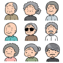 vector set of elder people