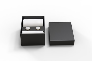 Gift set for men silk tie, pocket square and cuff links set for branding. 3d illustration.