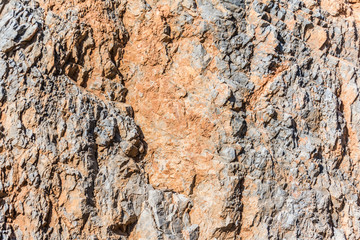 background and texture of mountain layers and cracks in sedimentary rock on cliff face. Cliff of rock mountain.
