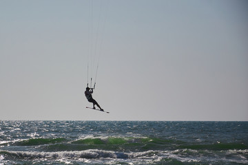 Windsurfing, Fun in the ocean, Extreme Sport on sea background