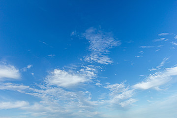 Naklejka na ściany i meble A view of a majestic blue sky with beautiful white clouds