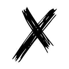 Black Hand drawn cross symbol