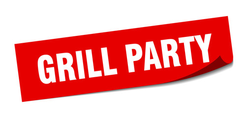 grill party sticker. grill party square isolated sign. grill party