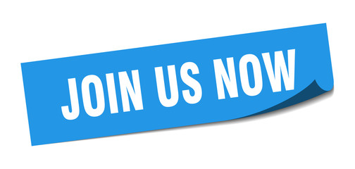 join us now sticker. join us now square isolated sign. join us now