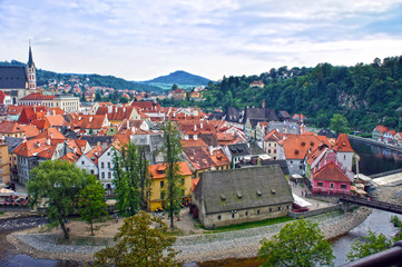 Panorama of Cesky Krumlov.Czech republic. UNESCO World Heritage Site