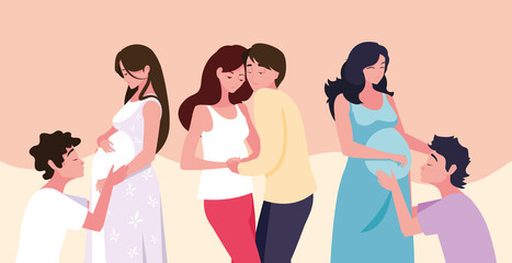 group of couples pregnant avatar character