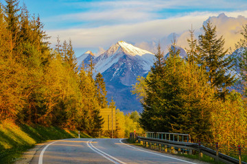 View of Tatra mounains.Tatra mountains in the morning.