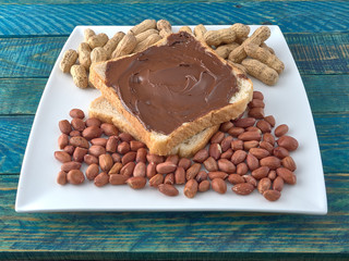 Delicious roasted peanuts.Peanut butter.Peanut butter sandwich