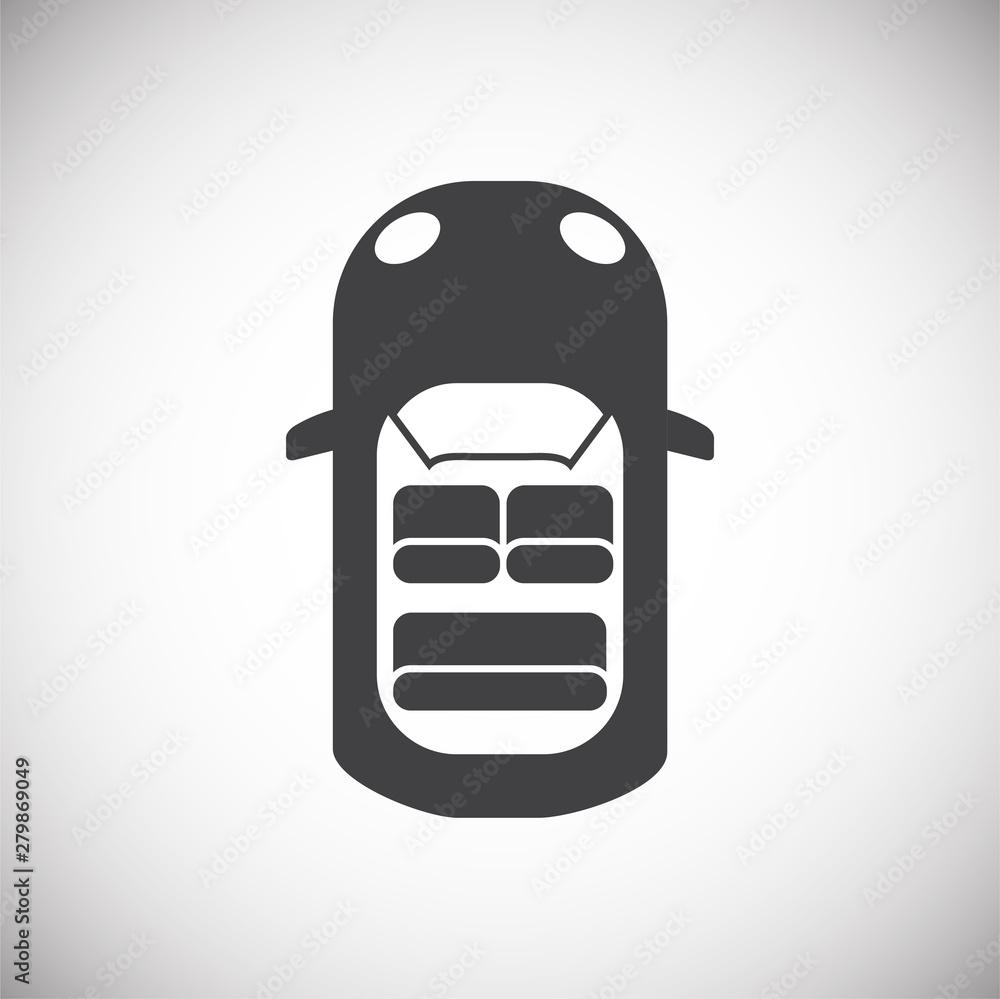 Poster car top view icon on background for graphic and web design. simple illustration. internet concept sy