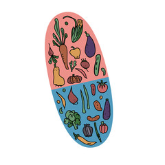 Vitamine pills concept with veg. Vector design.