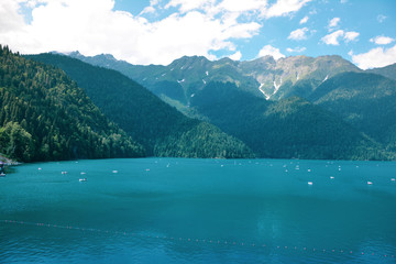 Blue Lake Riztsa in the mountains of Abkhazia