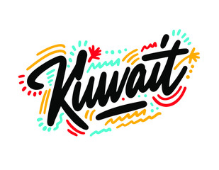 Text word art design vector of country name for Kuwait