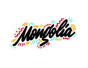 Obraz premium Mangolia Word Text with Creative Handwritten Font Design Vector Illustration.