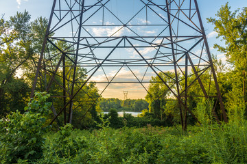Power lines across the river