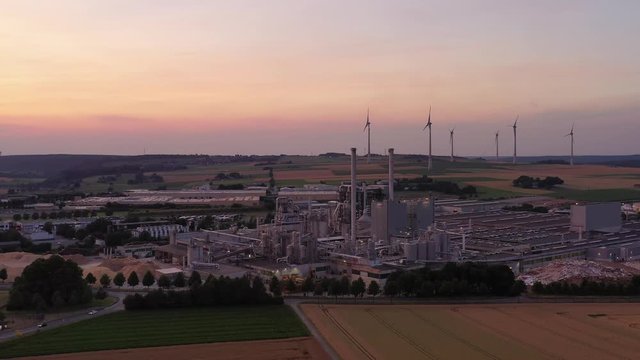 Southeastern aerial view of the industrial area of Brilon. Approach to a wood processing operation. Very detailed.