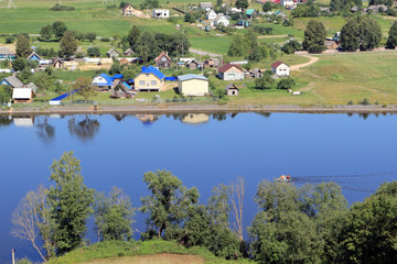 Fototapeta na wymiar river on the slope in summer