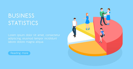 Isometric 3D vector illustration teamwork for success. Diagram of different levels with employees