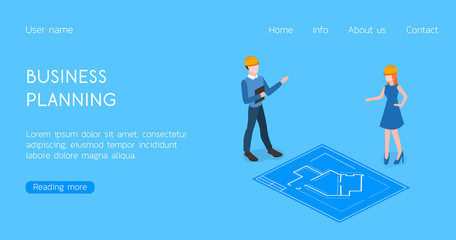 Isometric 3D vector illustration building design and development of the premise room for work