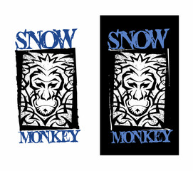 Vector snow monkey face with the tribal ornament, vector logo.
