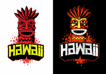 Cartoon style hawaiian mask, vector logo.