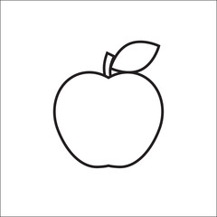Line Apple Icon isolated on white background. Black and white apple symbol flat style for your web site design and logo, app, UI. Vector illustration